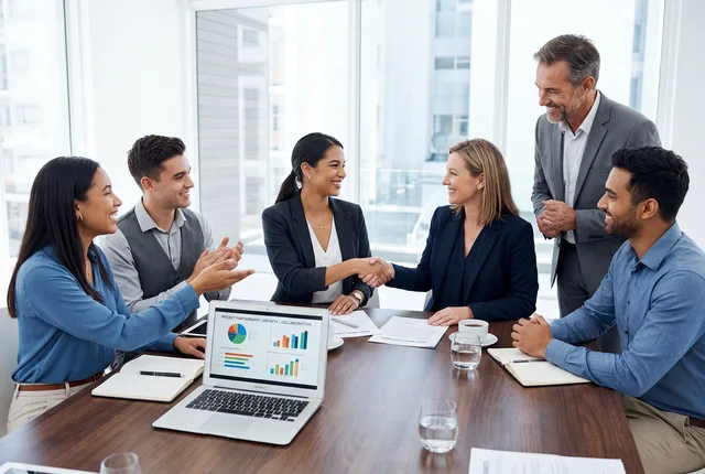meeting, conference, business, office, team, collaboration, agreement, handshake, partnership, corporate, professional, discussion, presentation, chart, graph, laptop, documents, strategy, negotiation, success, leadership, workplace, formal, ai generated. Customer review software: a pre-commitment checklist
